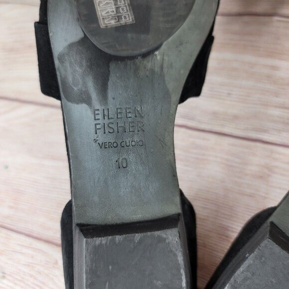 Eileen Fisher Fuller Black Suede Flats Women's Size 10 Pointed-Toe D'Orsay Shoes - Picture 6 of 7